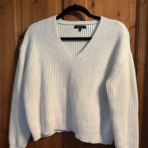 Quince organic cotton fisherman vneck sweater white small
